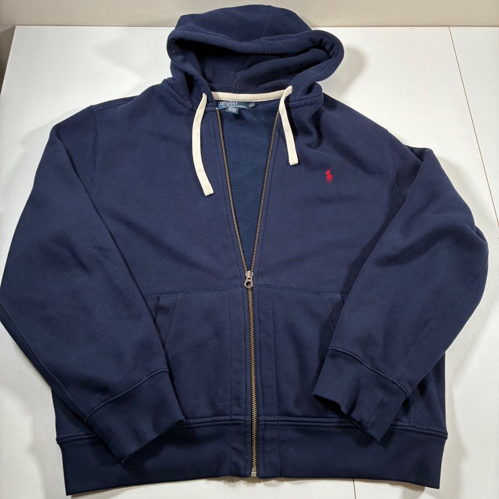 Polo Ralph Lauren Full Zip Hoodie XL Navy Blue Pony Fleece Jacket Thick